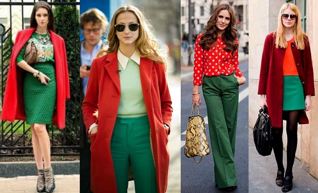 Как сочетается красный с зеленым в одежде